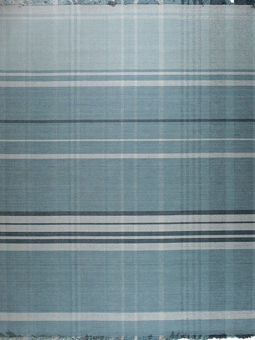 Deep Blue Flatweave Wool Area Rug 4' x 6' Handmade Ornate Pattern